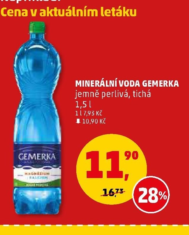 Minerální voda Gemerka jemně perlivá, tichá