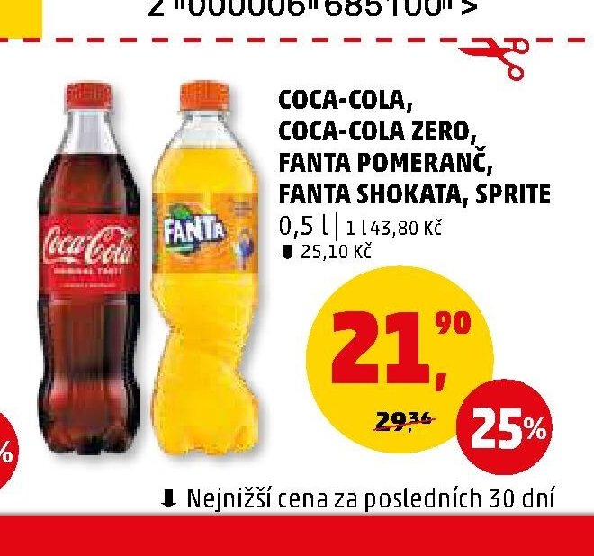 Coca-Cola, Coca-Cola Zero, Fanta Pomeranč, Fanta Shokata, Sprite