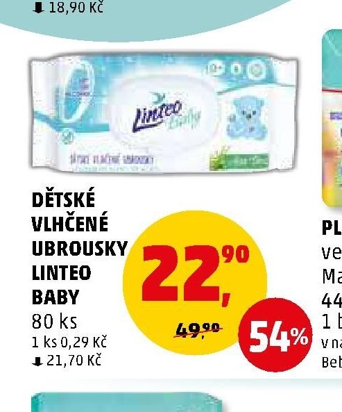 DĚTSKÉ VLHČENÉ UBROUSKY LINTEO BABY 80 ks