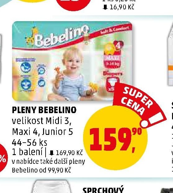 PLENY BEBELINO velikost Midi 3, Maxi 4, Junior 5 44-56 ks