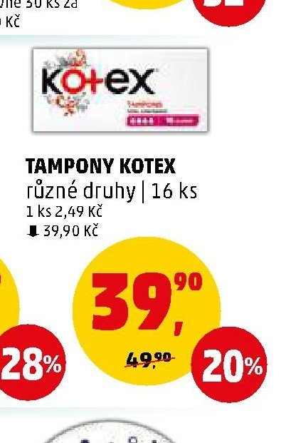 TAMPONY KOTEX různé druhy | 16 ks