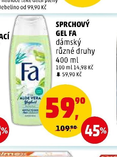 SPRCHOVÝ GEL FA dámský různé druhy 400 ml