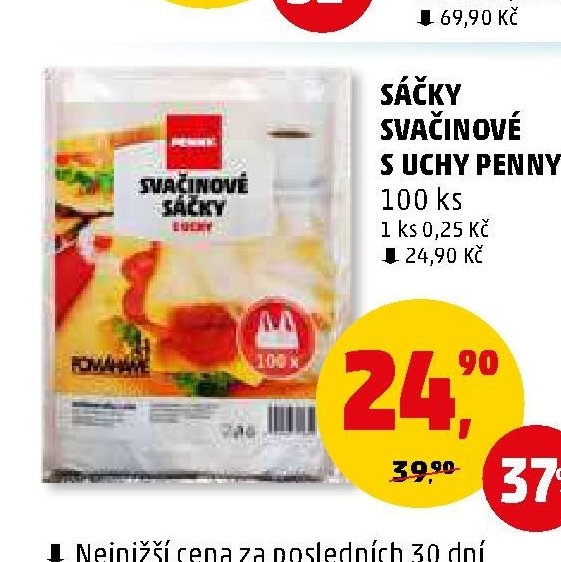 SÁČKY SVAČINOVÉ S UCHY PENNY 100 ks