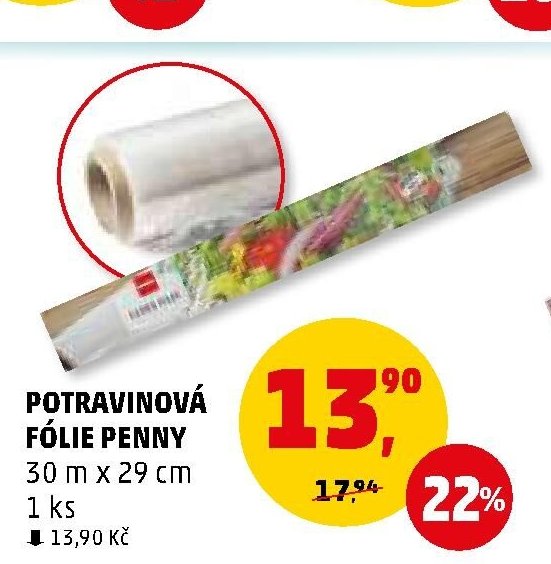 POTRAVINOVÁ FÓLIE PENNY 30 m x 29 cm 1 ks