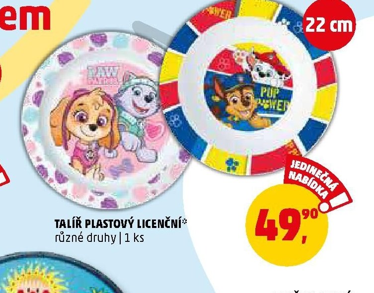 Talíř plastový licenční