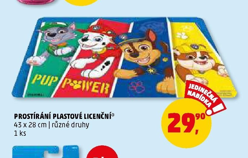 Prostírání plastové licenční