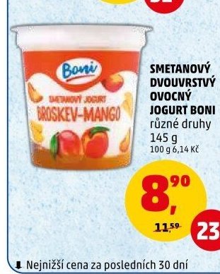 SMETANOVÝ DVOUVRSTVÝ OVOCNÝ JOGURT BONI