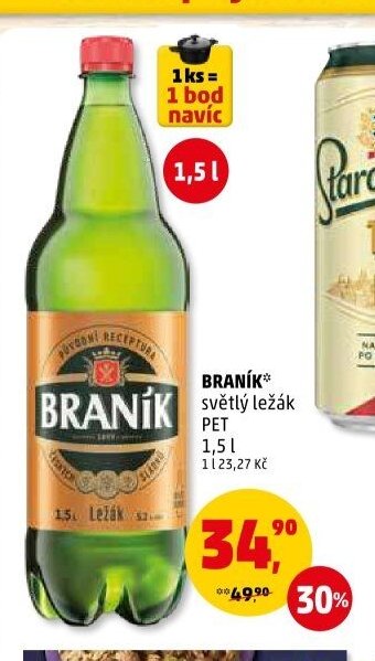 BRANÍK světlý ležák PET 1,5 l