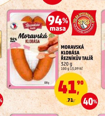 Moravská klobása Řezníkův talíř
