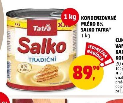 Kondenzované mléko 8% Salko Tatra 1 kg