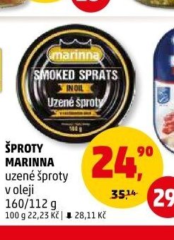 Šproty Marinna uzené šproty v oleji 160/112 g