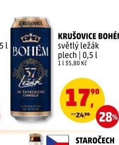 Krušovice Bohém světlý ležák plech 0,5 l