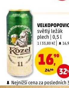 Velkopopovický Kozel 11 světlý ležák plech 0,5 l