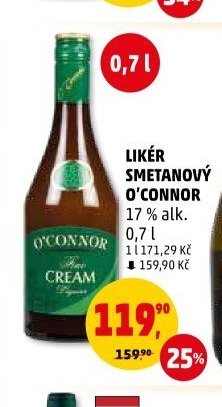 LIKÉR SMETANOVÝ O'CONNOR 17 % alk.