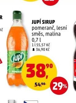 JUPÍ SIRUP pomeranč, lesní směs, malina
