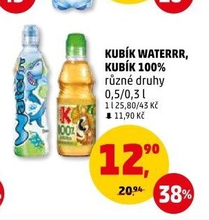 KUBÍK WATERRR, KUBÍK 100% různé druhy