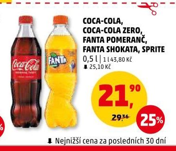 Coca-Cola, Coca-Cola Zero, Fanta Pomeranč, Fanta Shokata, Sprite