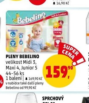 Pleny Bebelino velikost Midi 3, Maxi 4, Junior 5 44-56 ks