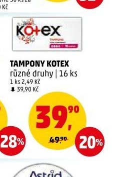 Tampony Kotex různé druhy 16 ks