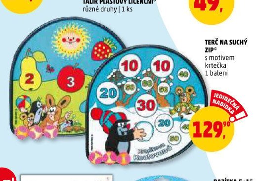 TERČ NA SUCHÝ ZIP s motivem krtečka