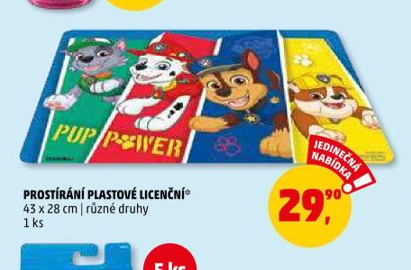 PROSTÍRÁNÍ PLASTOVÉ LICENČNÍ různé druhy