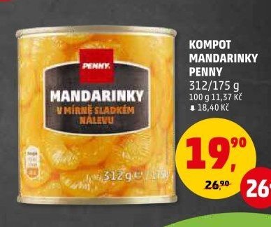 Kompot Mandarinky Penny 312/175 g