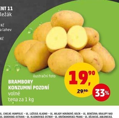 Brambory konzumní pozdní volné