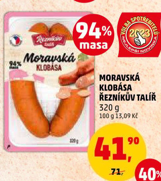 Moravská klobása Řezníkův talíř