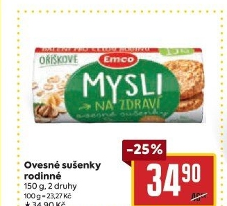 Ovesné sušenky Mysli na zdraví Emco