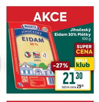 Jihočeský Eidam 30% Plátky 100 g