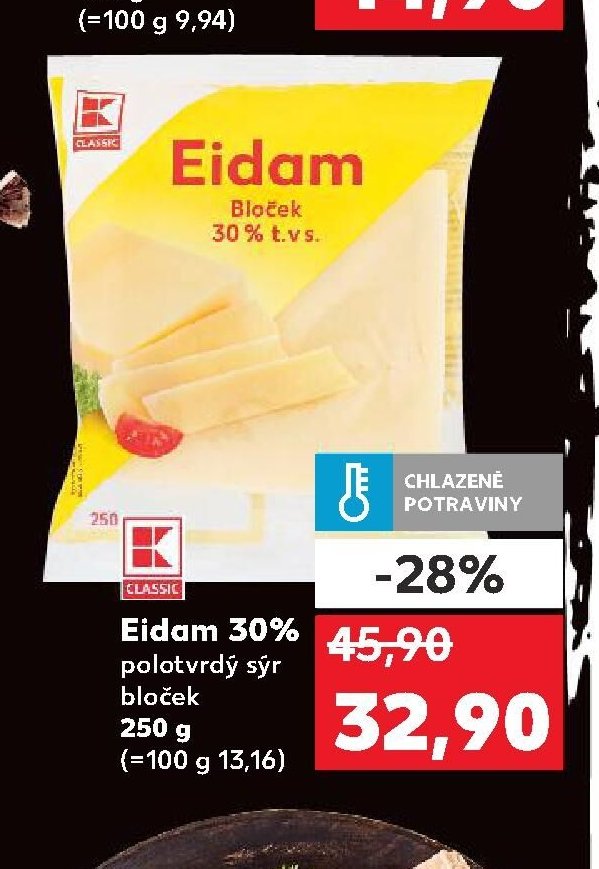 Eidam 30% polotvrdý sýr bloček 250 g