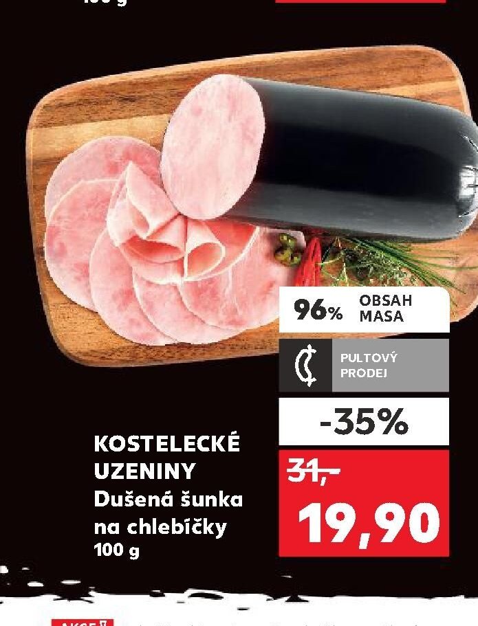 KOSTELECKÉ UZENINY Dušená šunka na chlebíčky 100 g