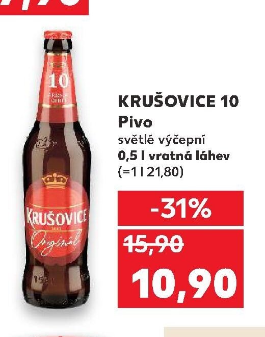 Krušovice 10 Pivo světlé výčepní 0,5 l vratná láhev