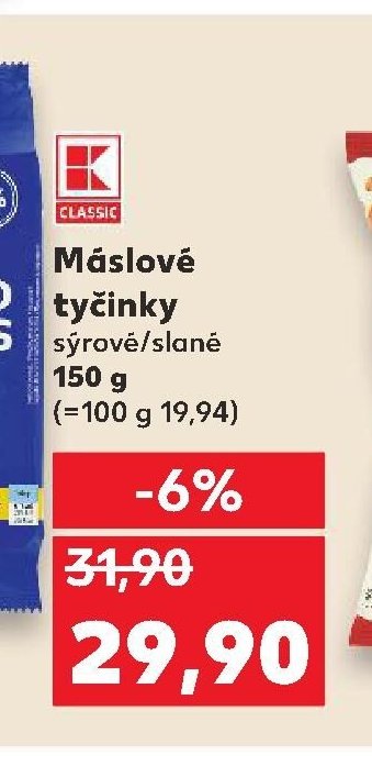 K-Classic Máslové tyčinky sýrové/slané 150 g