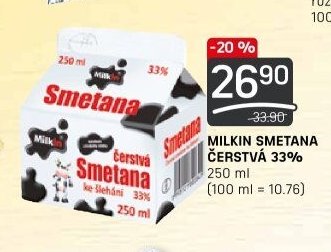 MILKIN SMETANA ČERSTVÁ 33%