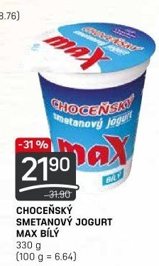 CHOCEŇSKÝ SMETANOVÝ JOGURT MAX BÍLÝ