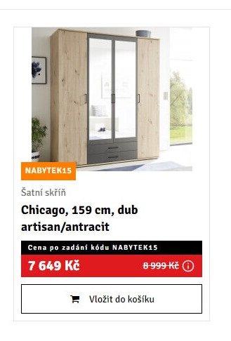 Šatní skříň Chicago, 159 cm, dub artisan/antracit - ASKO akcniletaky.com