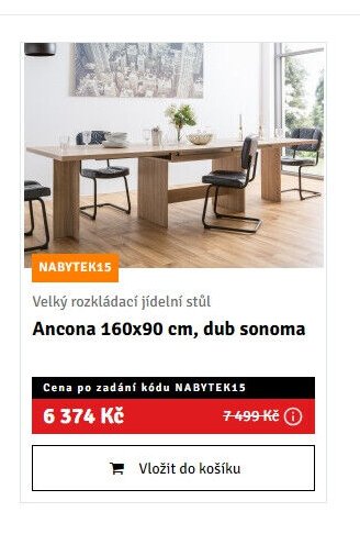 Velký rozkládací jídelní stůl Ancona 160x90 cm, dub sonoma - ASKO akcniletaky.com