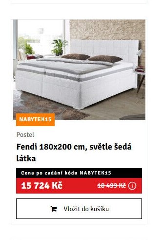 Postel Fendi 180x200 cm, světle šedá látka - ASKO akcniletaky.com