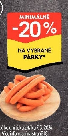 MINIMÁLNĚ -20% NA VYBRANÉ PÁRKY*