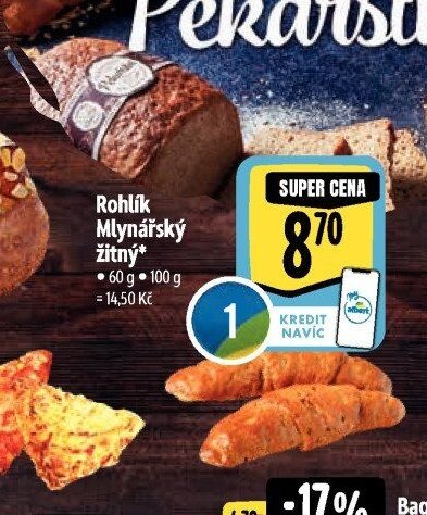Rohlík Mlynářský žitný*