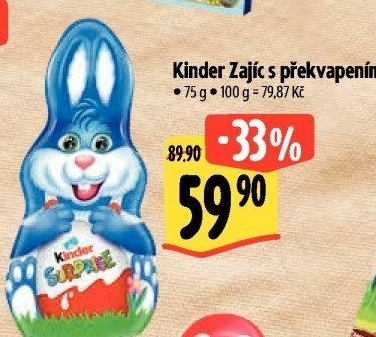 Čokoládový zajíc s překvapením Kinder