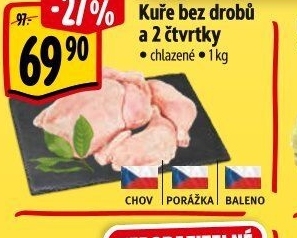 Kuře + 2 kuřecí čtvrtky