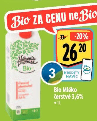 Mléko čerstvé bio Nature'