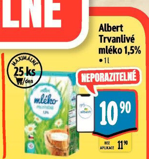 Mléko trvanlivé Albert - 1,5% polotučné