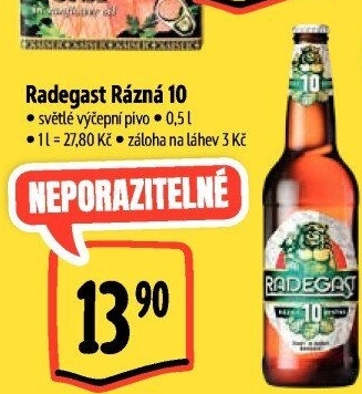 Pivo světlé výčepní Rázná 10° Radegast