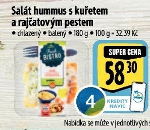 Salát Hummus s kuřetem a rajčatovým pestem s proteiny Albert Fresh Bistro