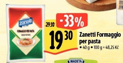 Sýr strouhaný Formaggio per Pasta Zanetti