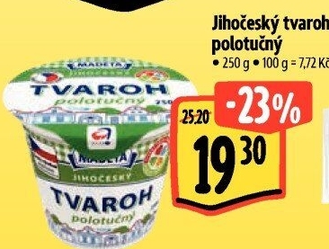 Tvaroh polotučný Jihočeský Madeta