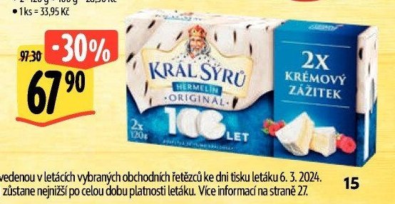Král Sýrů Hermelín - duopack